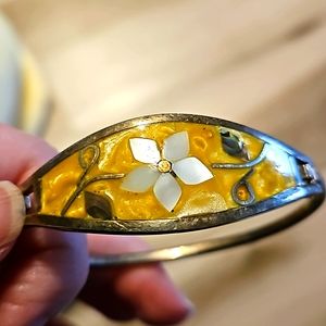 Vintage Alpaca Abalone Silver Mexican Cuff Bracelet